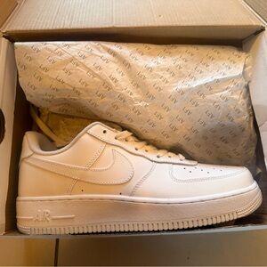 Nike White Low-Top Leather Air Force Style Sneakers